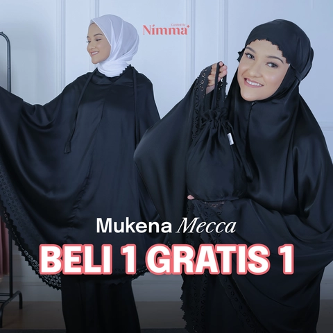 B1G1 - Mukena  Dewasa Silky Laser Cut - MECCA BLACK